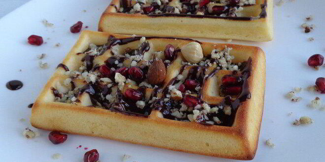 Рецепт бельгийских вафель с шоколадом и орешками без вафельницы