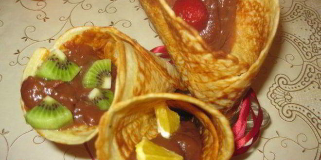 Рецепт вафельных трубочек с кремом нутелла