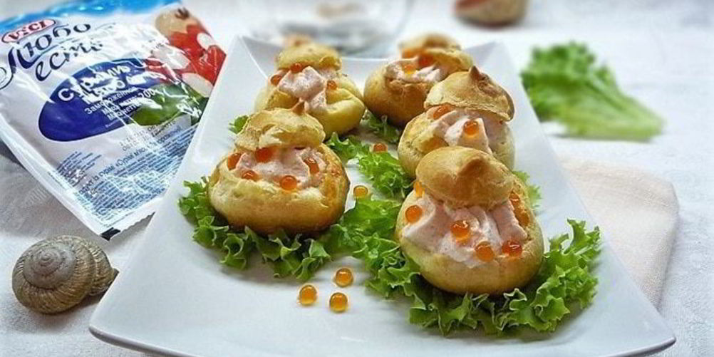 Как приготовить профитроли с пармезаном и муссом из крабового мяса