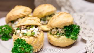 Рецепт Профитролей с печенью трески