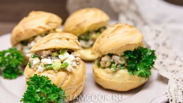 Рецепт Профитролей с печенью трески