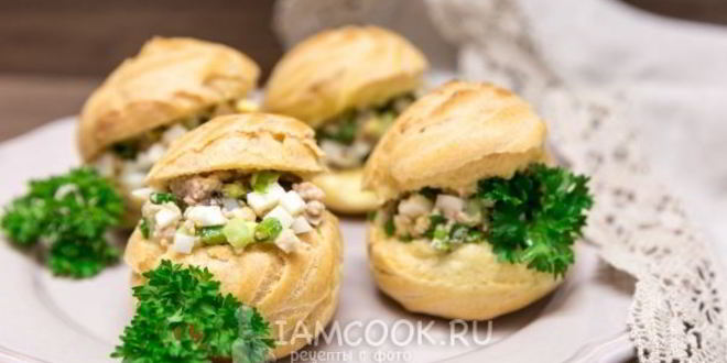 Рецепт профитролей с печенью трески