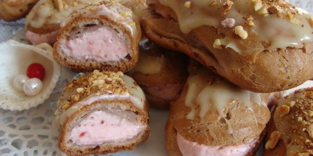 Как приготовить эклеры клубника со сливками