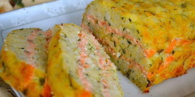 Рецепт рисовой запеканки с лососем