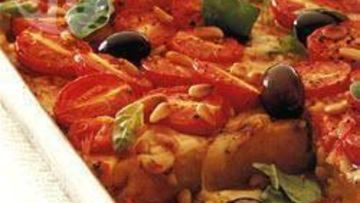 Рецепт Запеканки из кукурузной крупы с томатами и сыром моцарелла