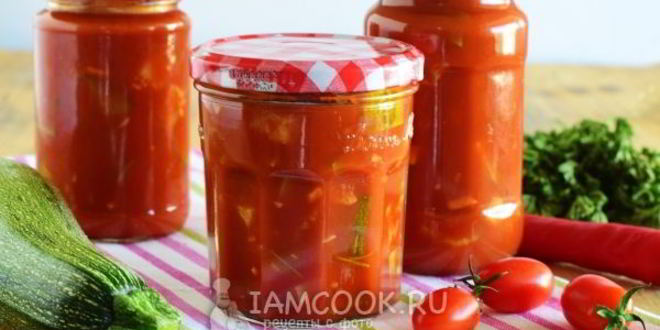 Рецепт кабачков в томатном соке на зиму
