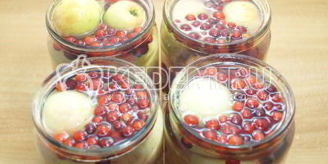 Рецепт компота из брусники с яблоками