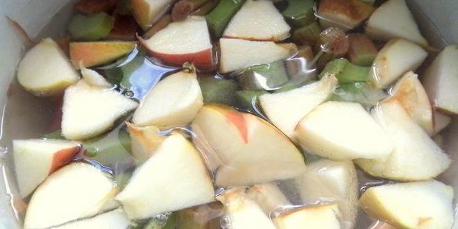 Рецепт компота из ревеня, яблока и калины