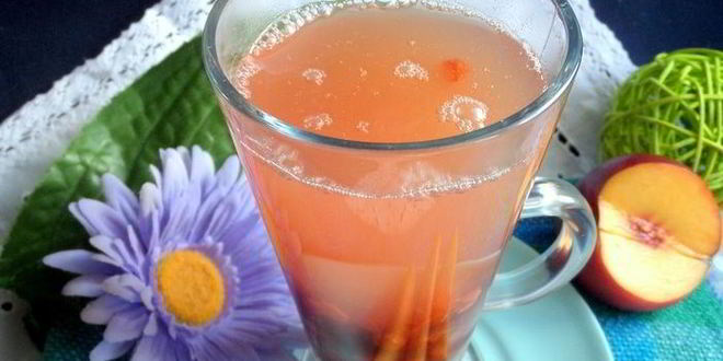 Рецепт компота из ревеня, яблока и калины