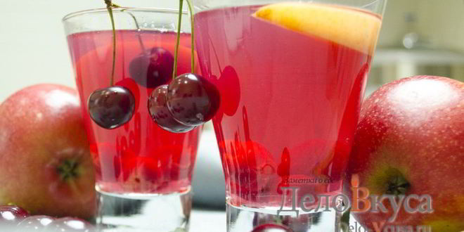 Рецепт компота из вишни и яблок с корицей