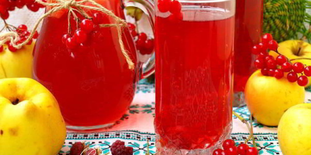 Как приготовить компот с яблоками, малиной, калиной и айвой