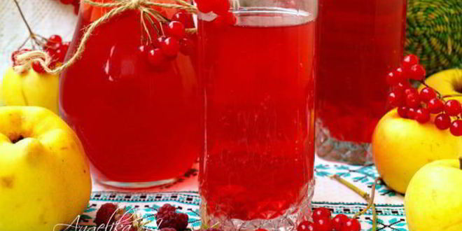 Рецепт компота с яблоками, малиной, калиной и айвой