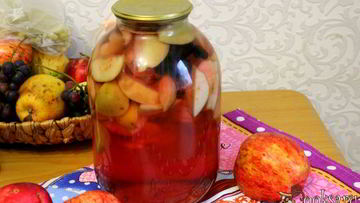 Рецепт Яблочного компота с черноплодкой на зиму