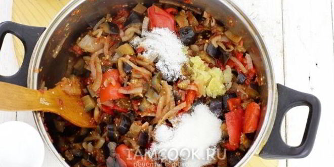 Рецепт лечо с баклажанами, помидорами и перцем