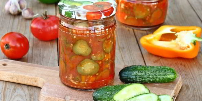 Рецепт лечо с огурцами, помидорами и перцем