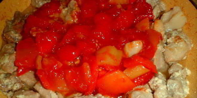 Рецепт поджарки из свинины с лечо