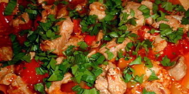 Рецепт поджарки из свинины с лечо