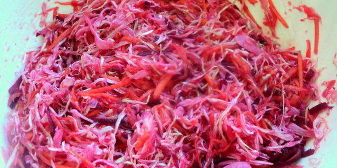 Рецепт капусты, маринованной с тыквой и свеклой