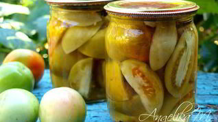 Рецепт Маринованных зеленых помидоров дольками