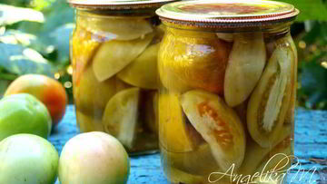 Рецепт Маринованных зеленых помидоров дольками