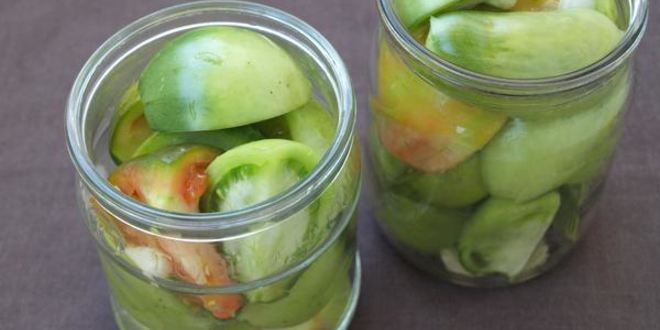Рецепт маринованных зеленых помидоров дольками