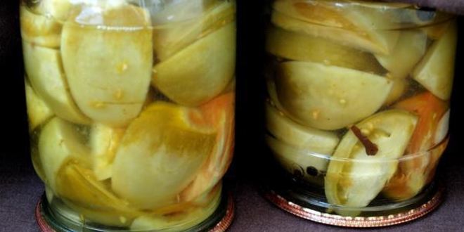 Рецепт маринованных зеленых помидоров дольками