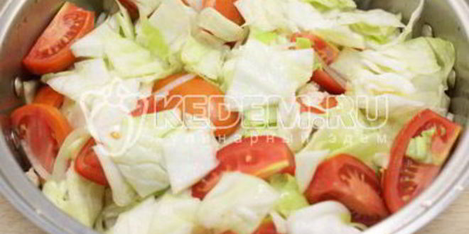 Рецепт помидоров с капустой и луком