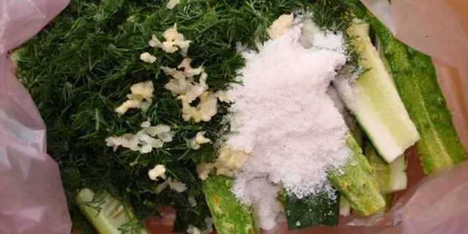 Рецепт малосольных огурцов засоленных в пакете