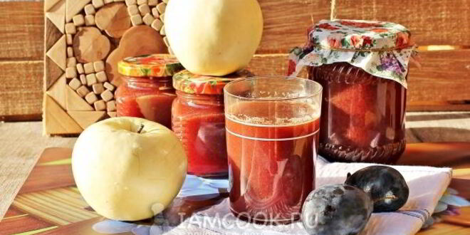 Рецепт яблочно-сливового сок на зиму
