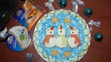 Рецепт Бутербродов Поющих снеговики в шарфиках