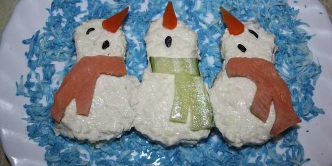 Рецепт бутербродов поющих снеговики в шарфиках