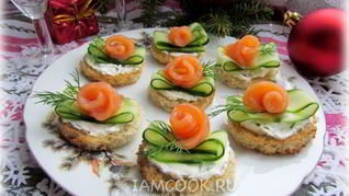 Рецепт Бутербродов с огурцом и форелью