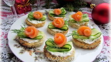 Рецепт Бутербродов с огурцом и форелью