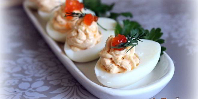 Рецепт фаршированных яиц с икорным кремом