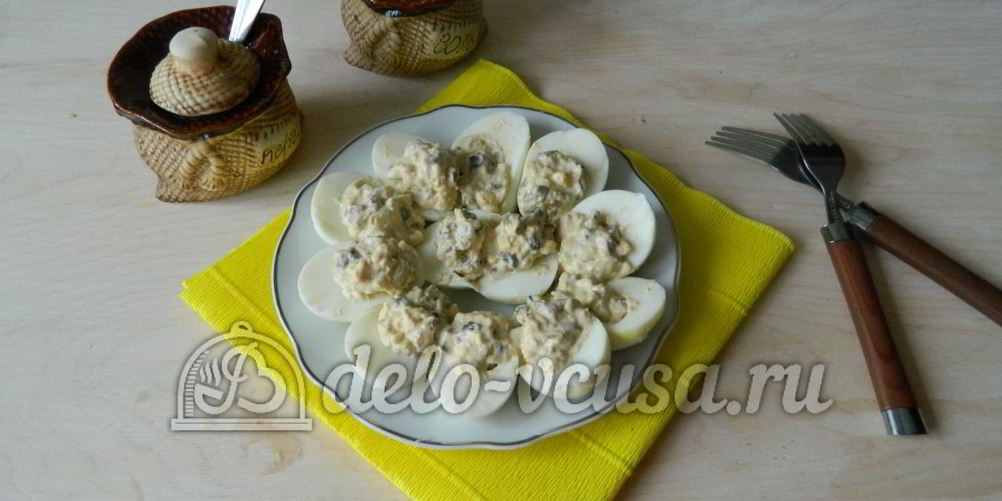 Как приготовить яйца фаршированные грибами