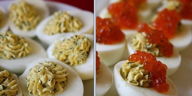 Рецепт яиц фаршированных красной икрой