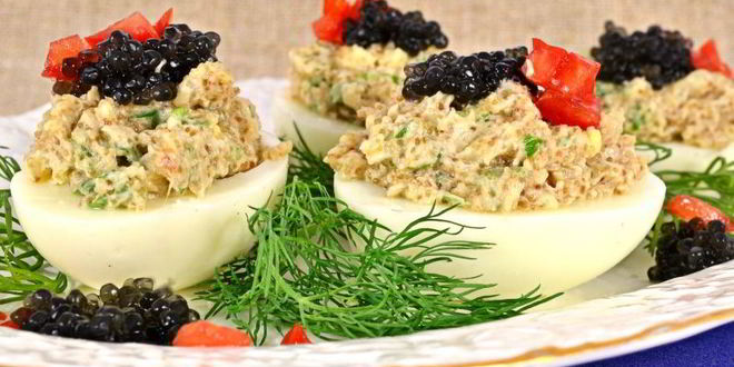 Рецепт яиц фаршированных селедочной икрой