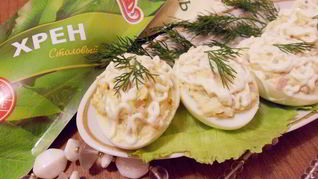 Рецепт Яиц, фаршированных ветчиной и хреном