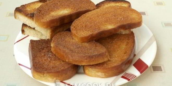 Рецепт гренков с сыром и луком на сковороде