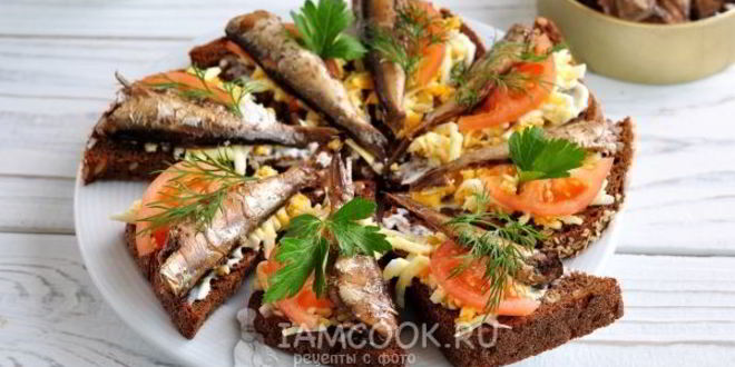 Рецепт гренков со шпротами