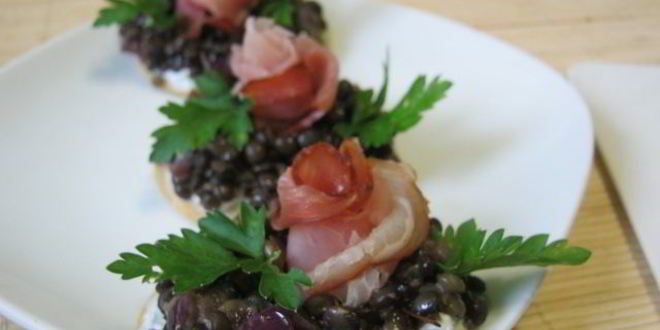 Рецепт канапе с черной чечевицей фуршетные
