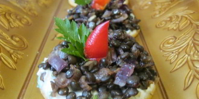 Рецепт канапе с черной чечевицей фуршетные