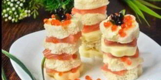 Рецепт канапе с копченой семгой семь слоев