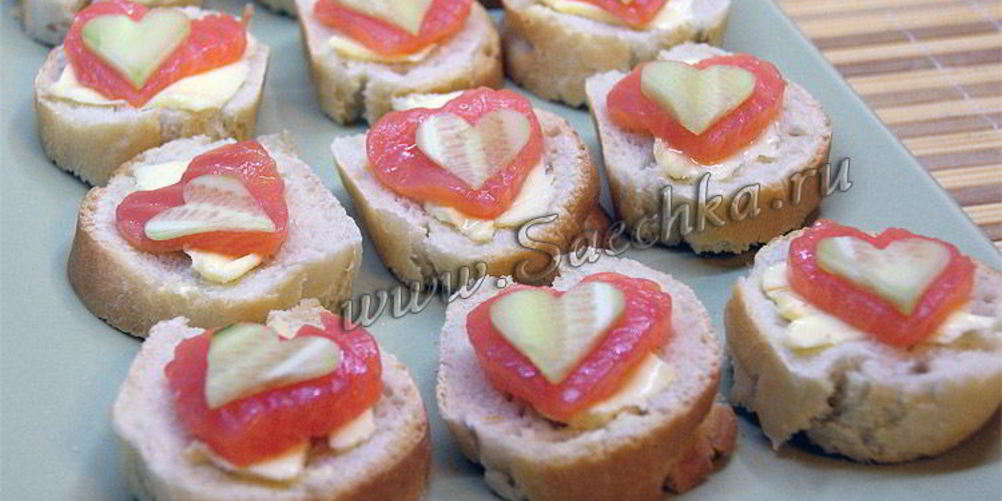 Как приготовить канапе с сердечками