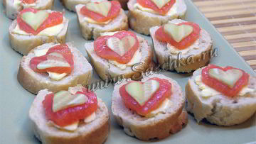 Рецепт Канапе с сердечками