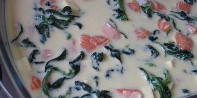 Рецепт фриттаты с лососем и шпинатом