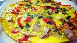 Рецепт Фриттаты с телятиной, красным перцем и шпинатом