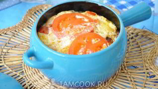 Рецепт Омлета с горбушей в духовке в горшочке