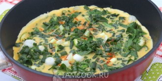 Рецепт омлета с кабачком и шпинатом