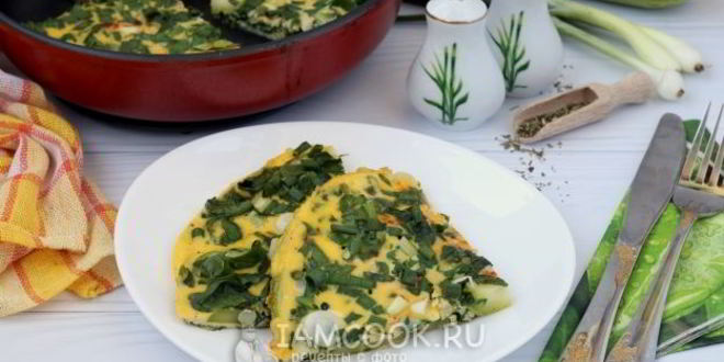 Рецепт омлета с кабачком и шпинатом